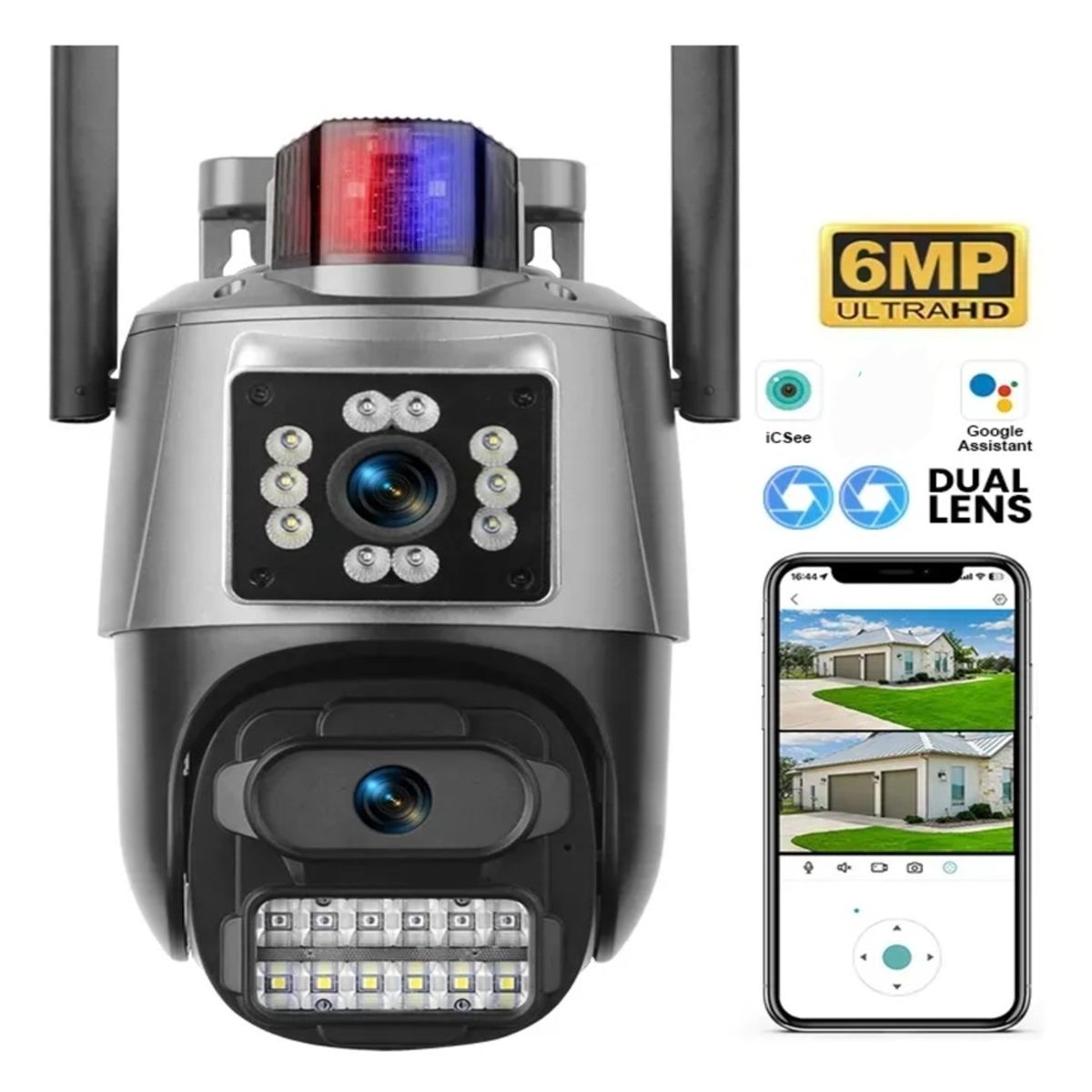 GENERICO - Cámara de Seguridad Smart IP WIFI Doble LenteCámara 4k Ultra HD