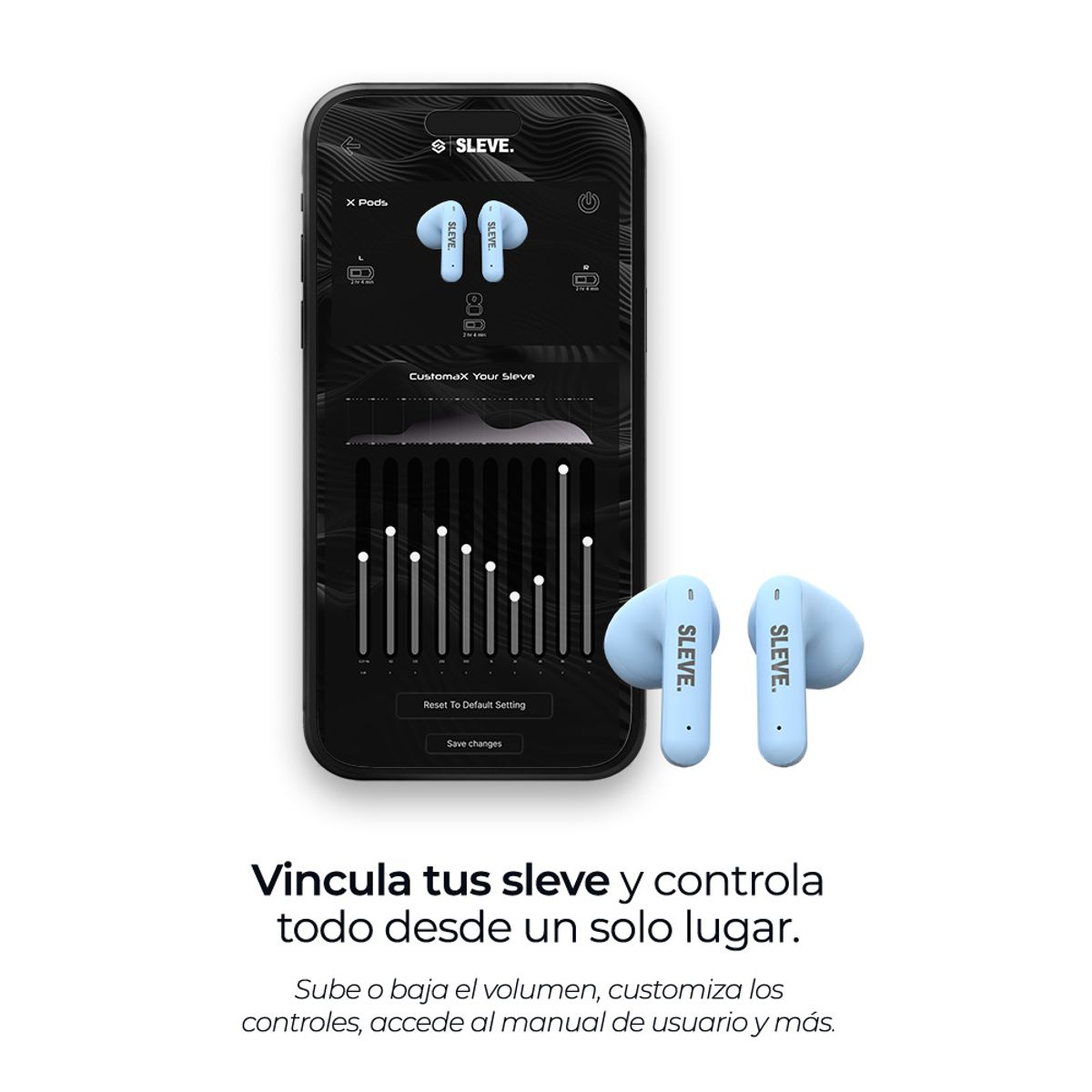 SLEVE - Audífonos Bluetooth Sleve Purex True Wireless 27h App Customax Gps Ipx5 Carga Rápida Bluetooth 5.4