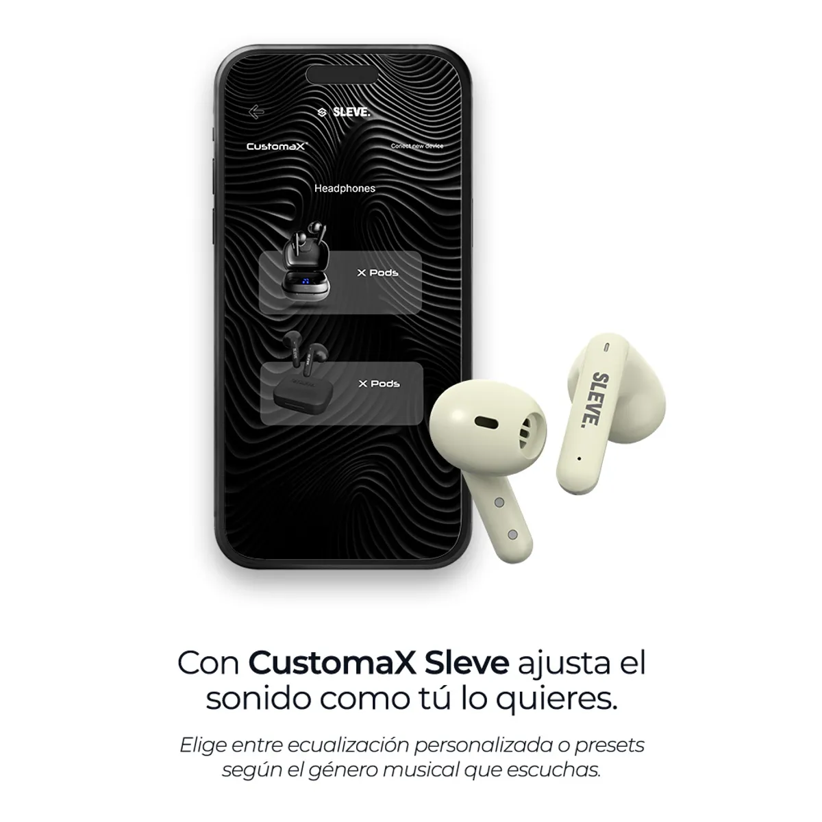 SLEVE - Audífonos Bluetooth Sleve Purex True Wireless 27h App Customax Gps Ipx5 Carga Rápida Bluetooth 5.4