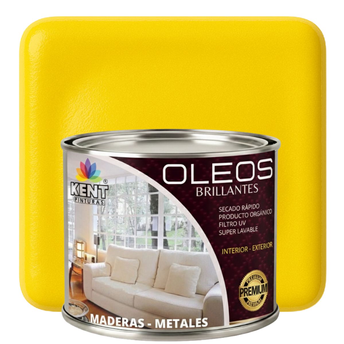 KENT - OLEO BRILLANTE PREMIUM - MULTISUPERFICIES - MEDIO GALON AMARILLO SOL
