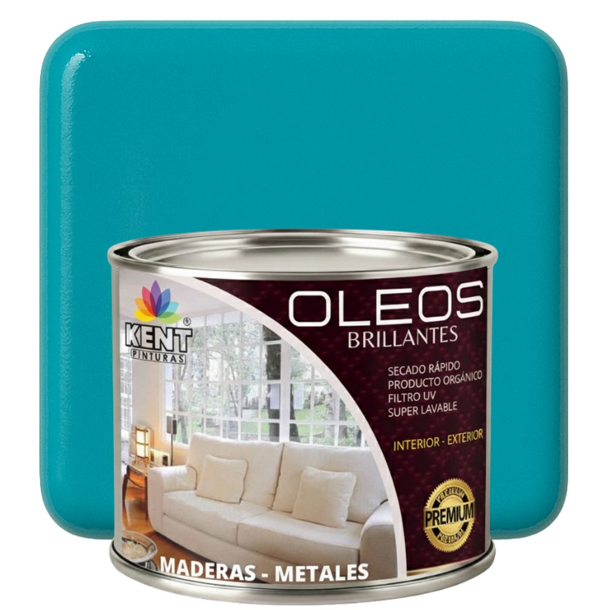 KENT - OLEO BRILLANTE PREMIUM - MULTISUPERFICIES - MEDIO GALON AZUL TURQUESA
