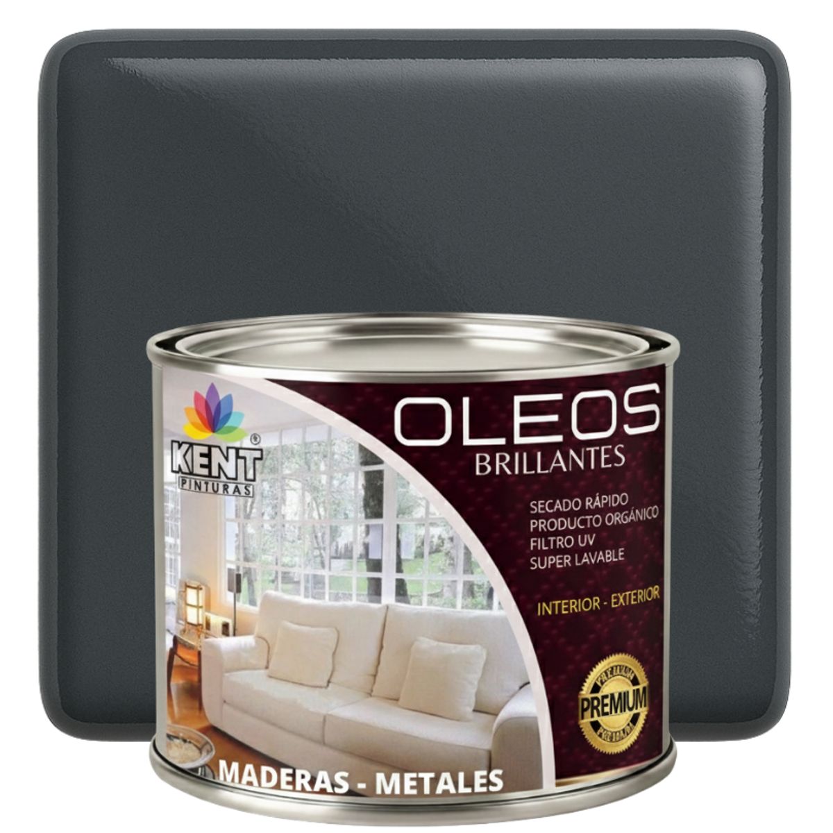 KENT - OLEO BRILLANTE PREMIUM - MULTISUPERFICIES - MEDIO GALON GRIS GRAFITO