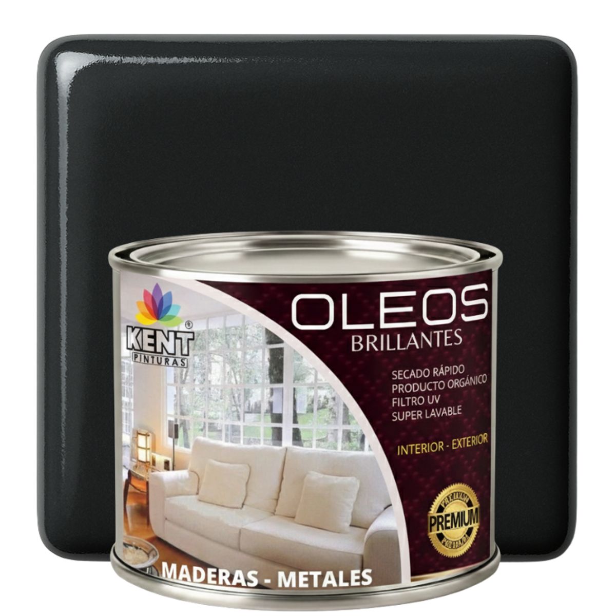 KENT - OLEO BRILLANTE PREMIUM - MULTISUPERFICIES - MEDIO GALON NEGRO ÓXIDO