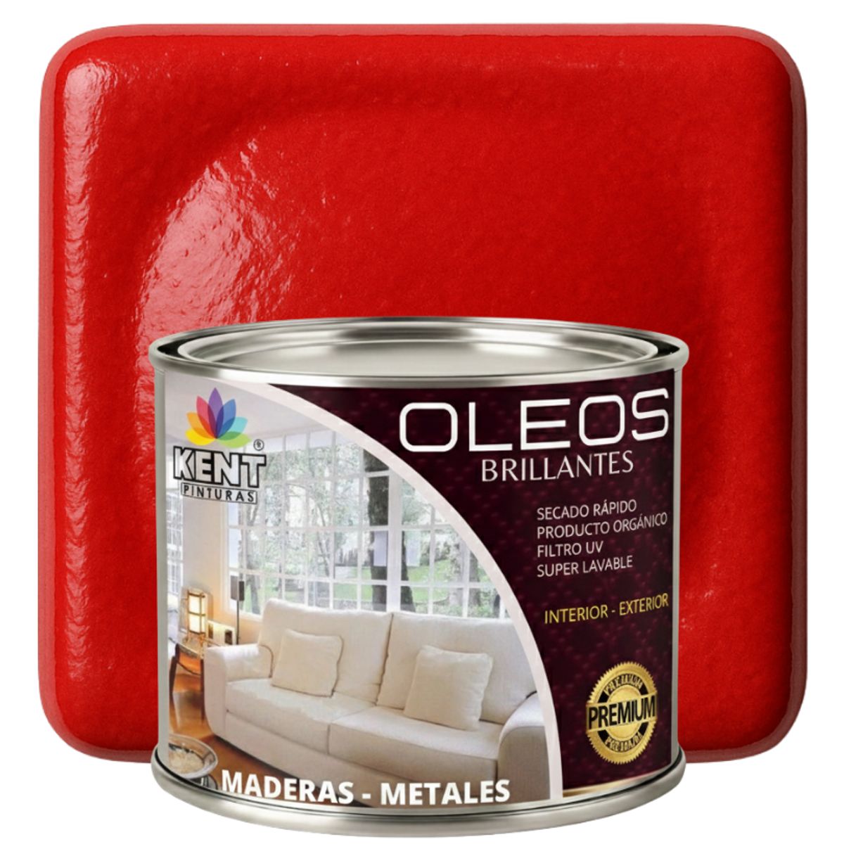 KENT - OLEO BRILLANTE PREMIUM - MULTISUPERFICIES - MEDIO GALON ROJO CARMÍN