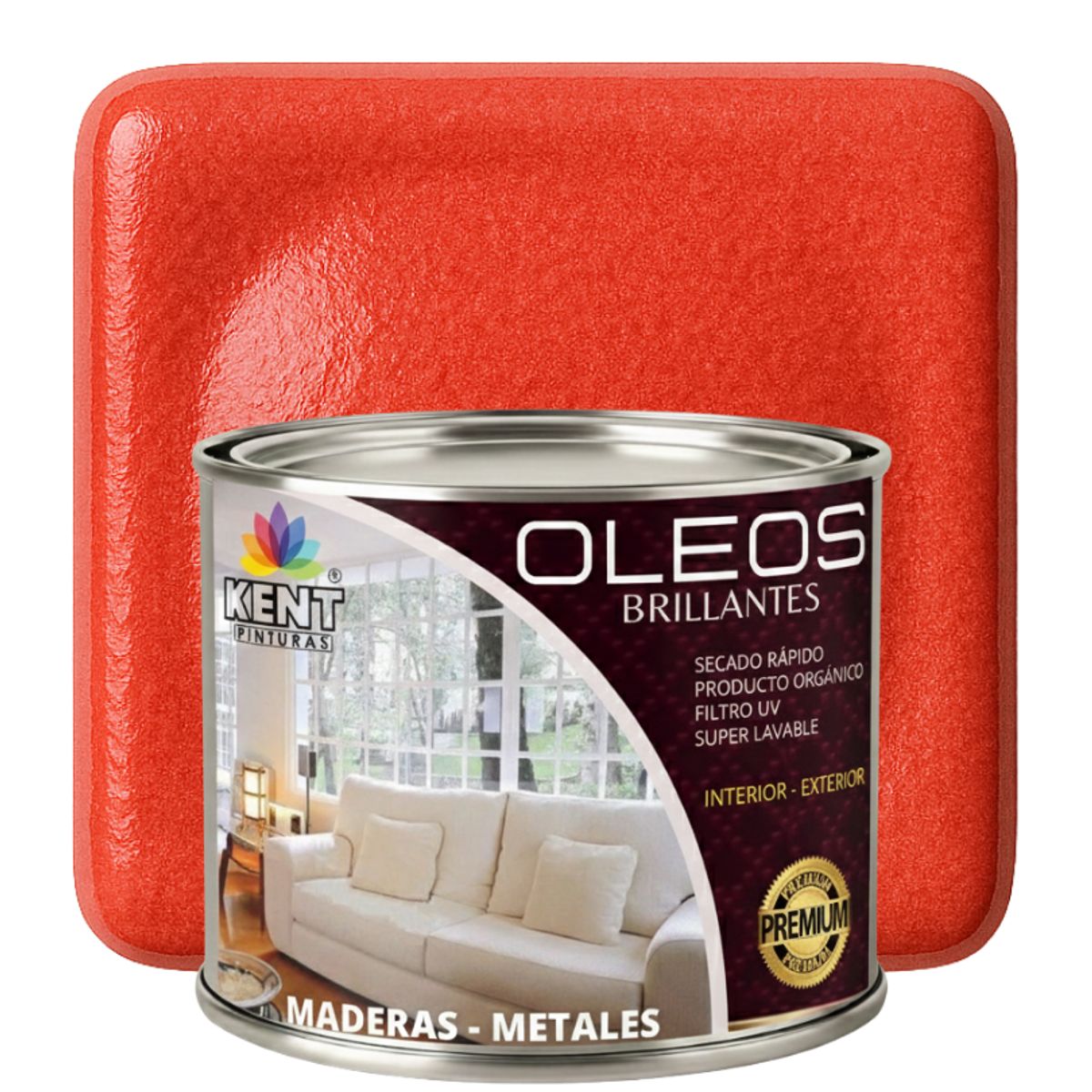 KENT - OLEO BRILLANTE PREMIUM - MULTISUPERFICIES - MEDIO GALON ROJO CORAL