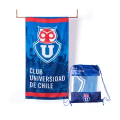 MASHINI - TOALLA DE PLAYA ALGODON CON BOLSO CLUB UNIVERSIDAD DE CHILE