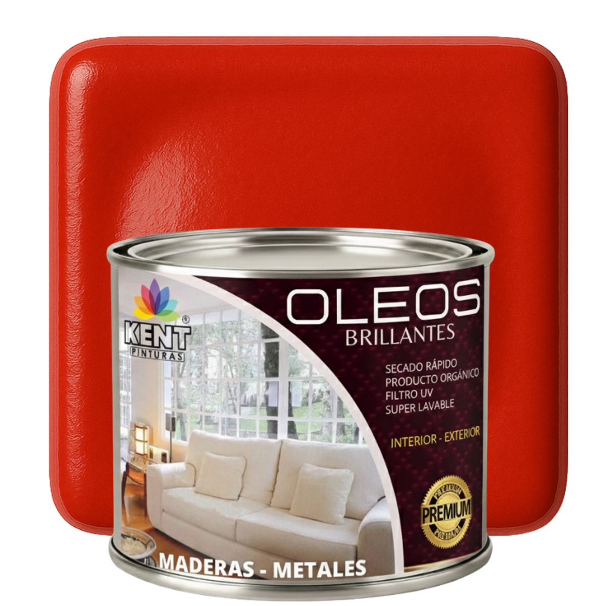 KENT - OLEO BRILLANTE PREMIUM - MULTISUPERFICIES - MEDIO GALON ROJO FUEGO