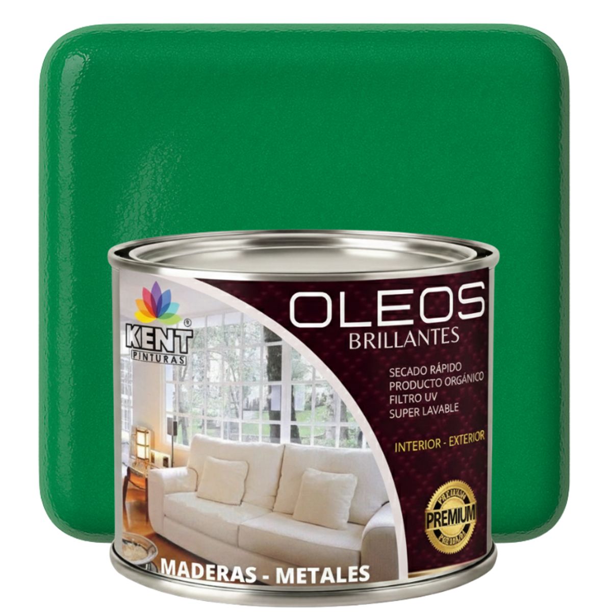 KENT - OLEO BRILLANTE PREMIUM - MULTISUPERFICIES - MEDIO GALON VERDE ESMERALDA