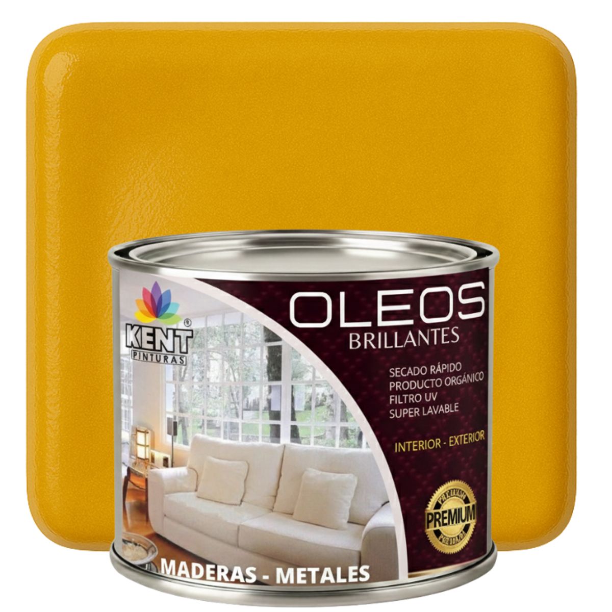 KENT - OLEO BRILLANTE PREMIUM - MULTISUPERFICIES - MEDIO GALON AMARILLO MOSTAZA