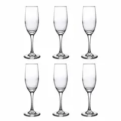 GENERICO - Copas Flauta Vidrio 180 Ml Transparentes Set 6 Unidades