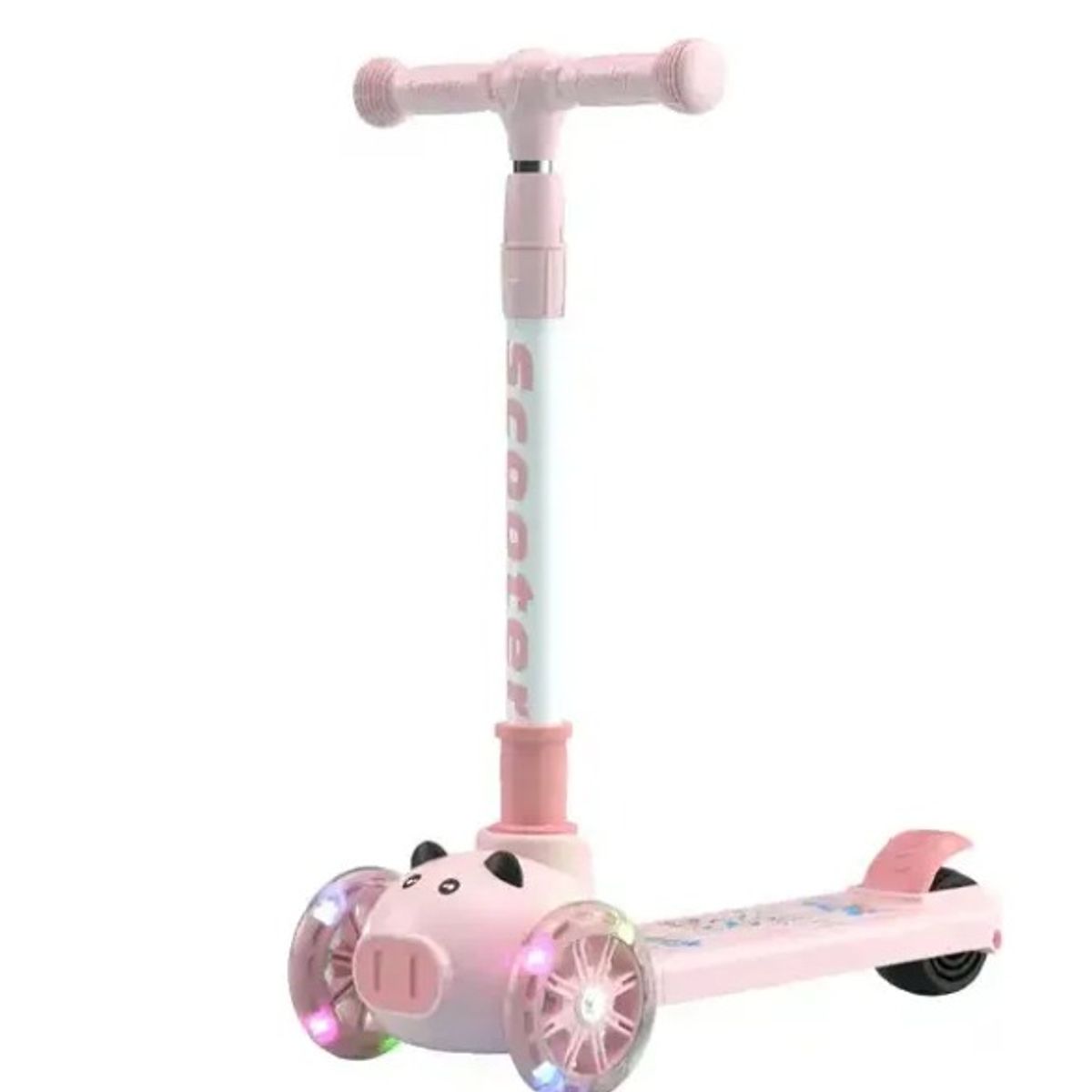 GENERICO - Scooter ROSADO Monopatín 3 Ruedas cerdito Ajustable Con Ruedas Luces