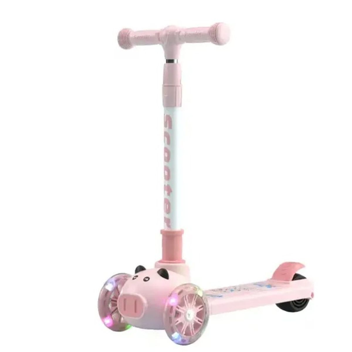 GENERICO - Scooter ROSADO Monopatín 3 Ruedas cerdito Ajustable Con Ruedas Luces