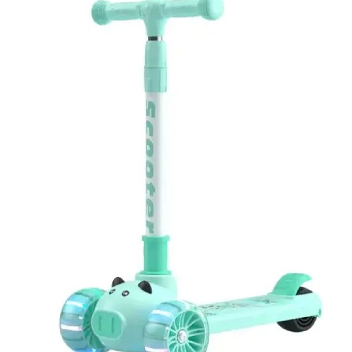 GENERICO - Scooter VERDE Monopatín 3 Ruedas cerdito Ajustable Con Ruedas Luces