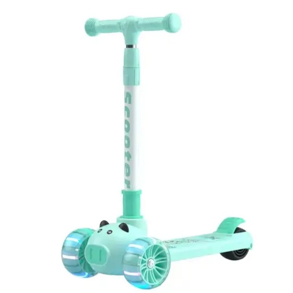 GENERICO - Scooter VERDE Monopatín 3 Ruedas cerdito Ajustable Con Ruedas Luces