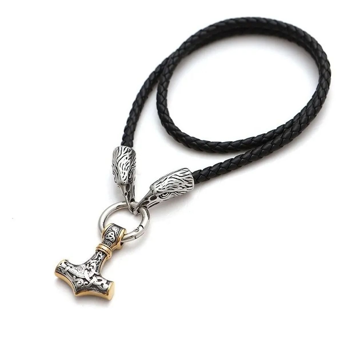 GENERICO - Collar Martillo Gold Vikingo Hombre Nordico Aguila