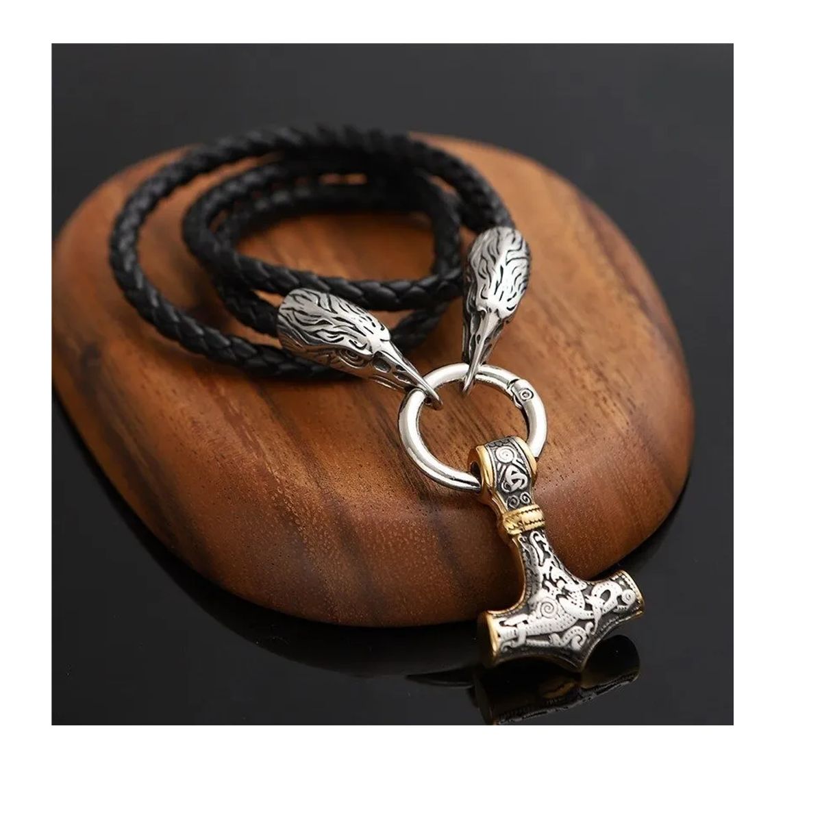 GENERICO - Collar Martillo Gold Vikingo Hombre Nordico Aguila