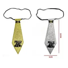 GENERICO - Pack 12 Corbatas Cotillon Ano Nuevo Glitter Surtido 9x32 Cm