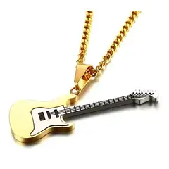GENERICO - Collar Guitarra Electrica Gold Hombre Mujer Moda