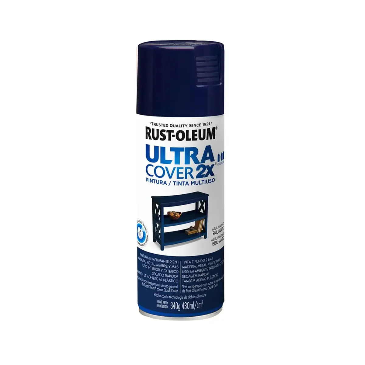 RUST OLEUM - Pintura en Spray Ultra Cover 2X Multiuso Azul Marino Brillante 340 g