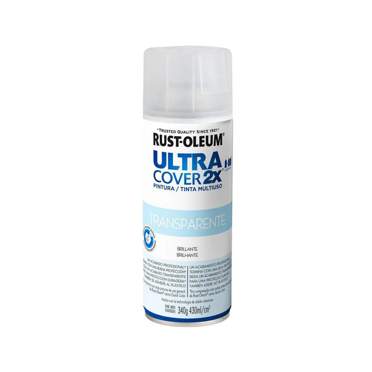RUST OLEUM - Pintura en Spray Ultra Cover 2X Multiuso Transparente Brillante 340 g