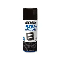 RUST OLEUM - Pintura en Spray Ultra Cover 2X Multiuso Negro Semi Brillante 340 g
