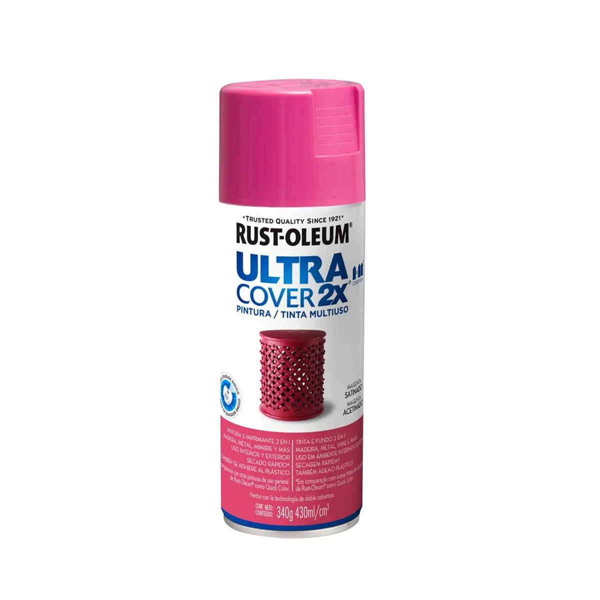 RUST OLEUM - Pintura en Spray Ultra Cover 2X Multiuso Magenta Satinado 340 g