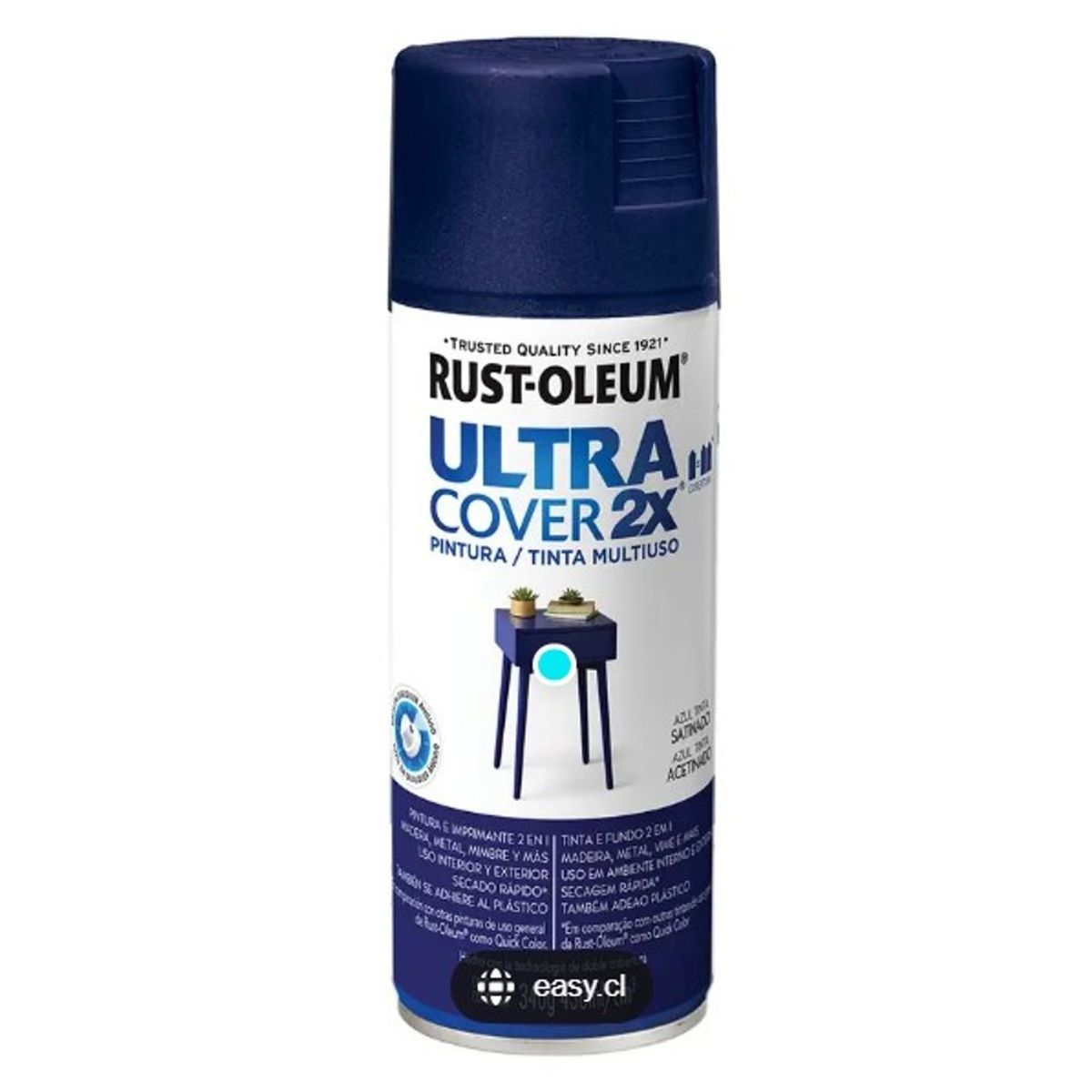 RUST OLEUM - Pintura en Spray Ultra Cover 2X Multiuso Azul Tinta Satinado 340 g