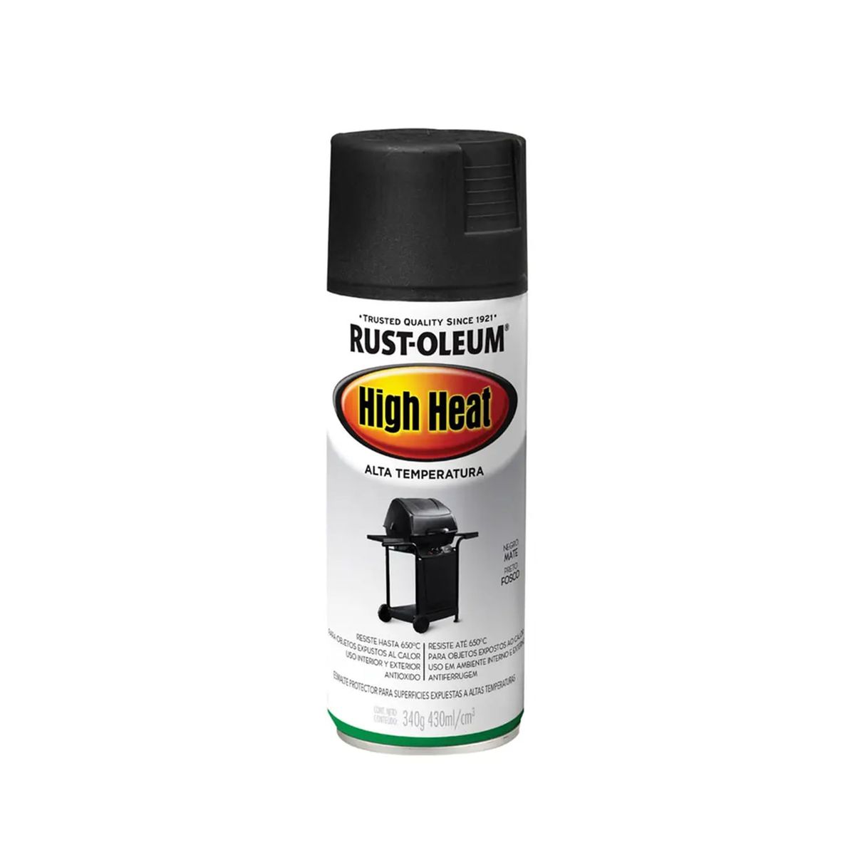 RUST OLEUM - Pintura en Spray High Heat Alta Temperatura Negro Mate 340 g