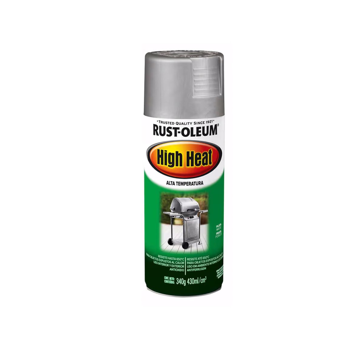 RUST OLEUM - Pintura en Spray High Heat Alta Temperatura Plata Mate 340 g