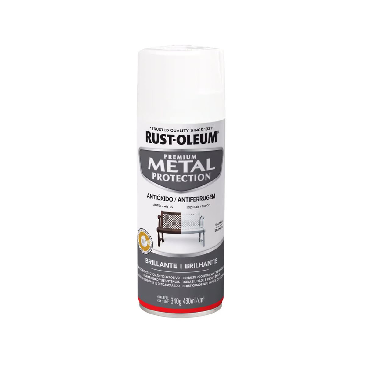 RUST OLEUM - Pintura en Spray Metal Protection Anticorrosivo Blanco Brillante 340 g