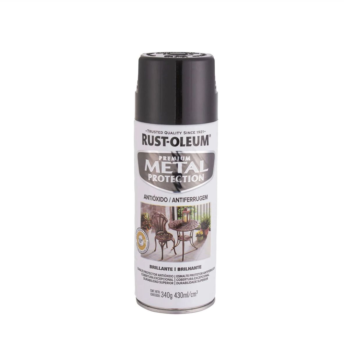 Pintura en Spray Metal Protection Anticorrosivo Negro Brillante 340 g, marca RUST OLEUM - Foto Principal