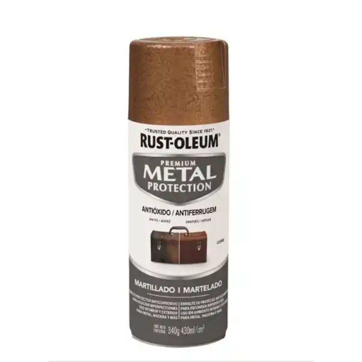 RUST OLEUM - Pintura en Spray Metal Protection Anticorrosivo Martillado Marrón 340 g