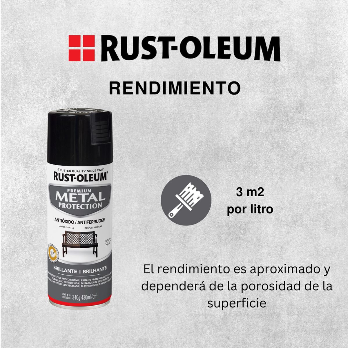RUST OLEUM - Pintura en Spray Metal Protection Anticorrosivo Martillado Marrón 340 g