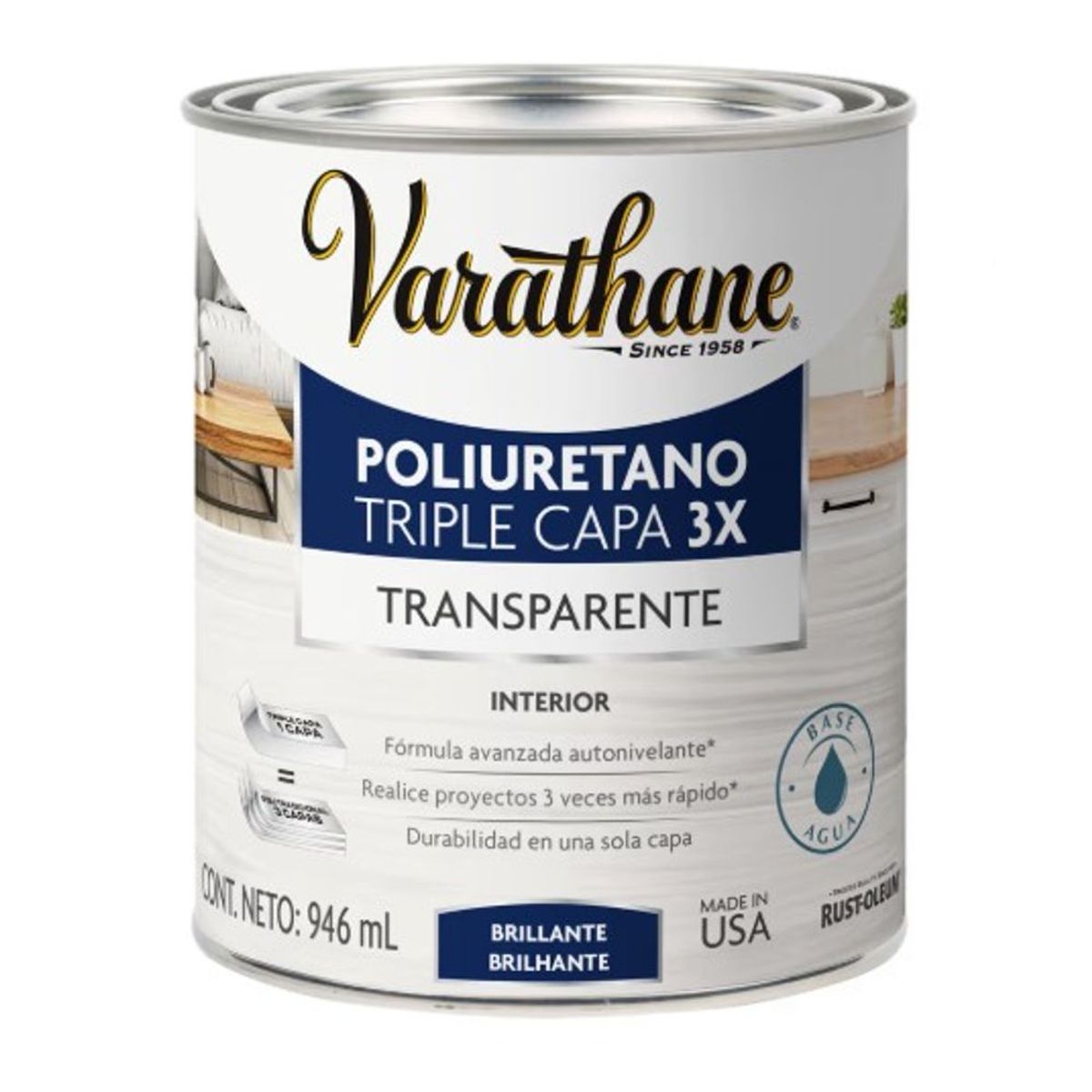 VARATHANE - Poliuretano Triple Capa 3X Brillante 946 ml