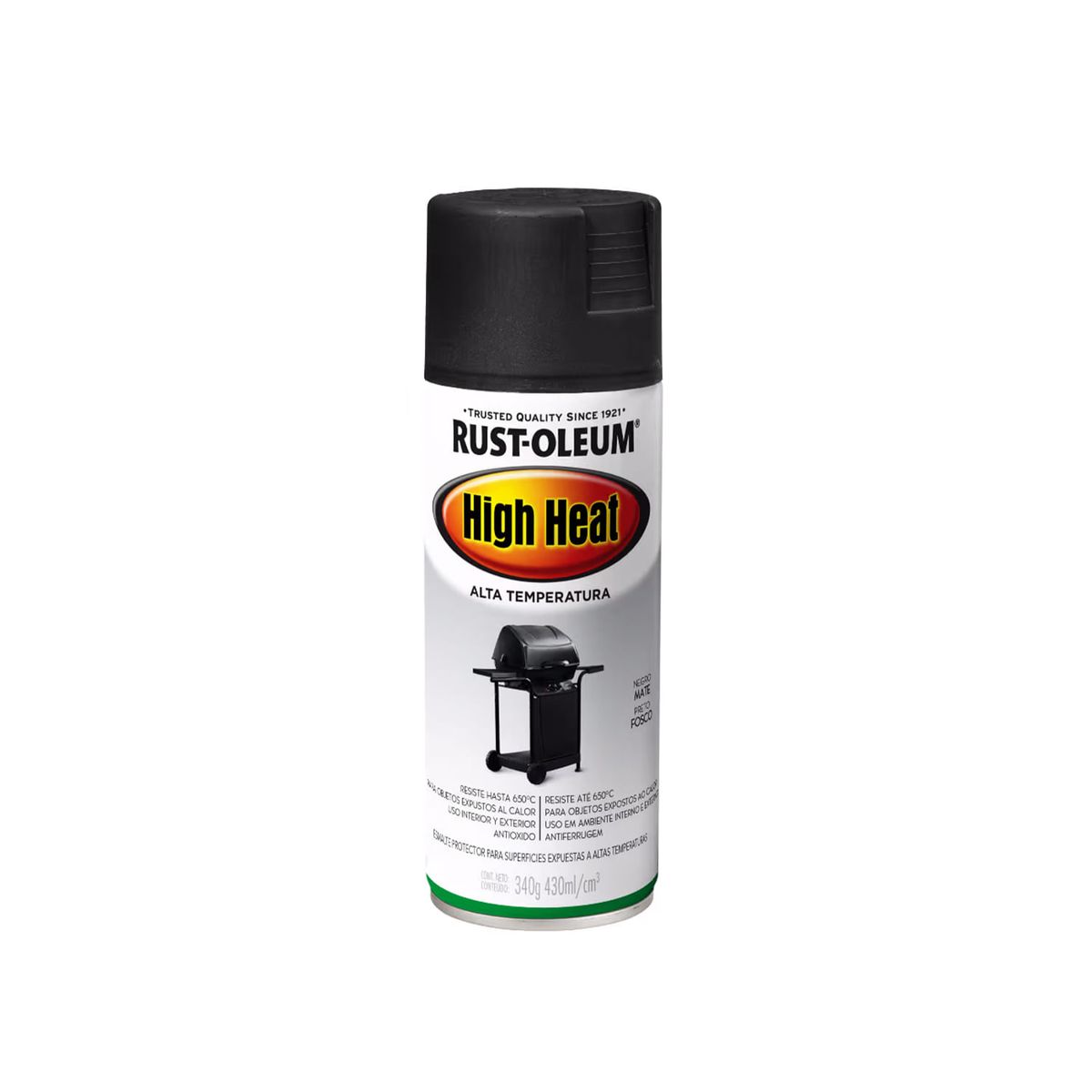 RUST OLEUM - Pintura en Spray Automotive Alta Temperatura Negro Mate 340 g