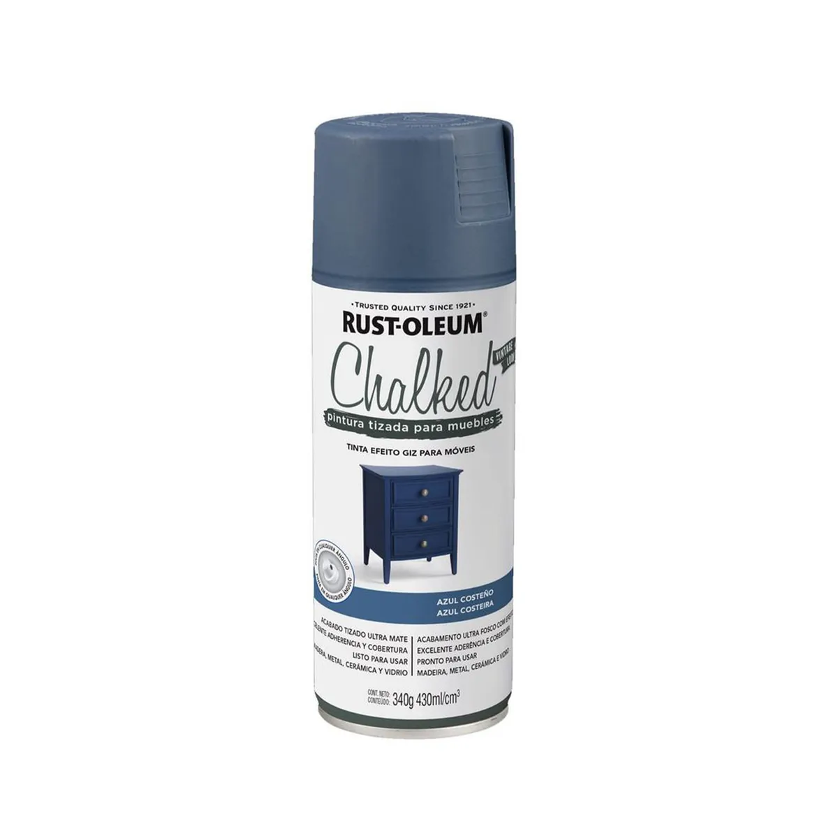 RUST OLEUM - Pintura en Spray Chalked Tizada Azul Sereno Ultra Mate 340 g
