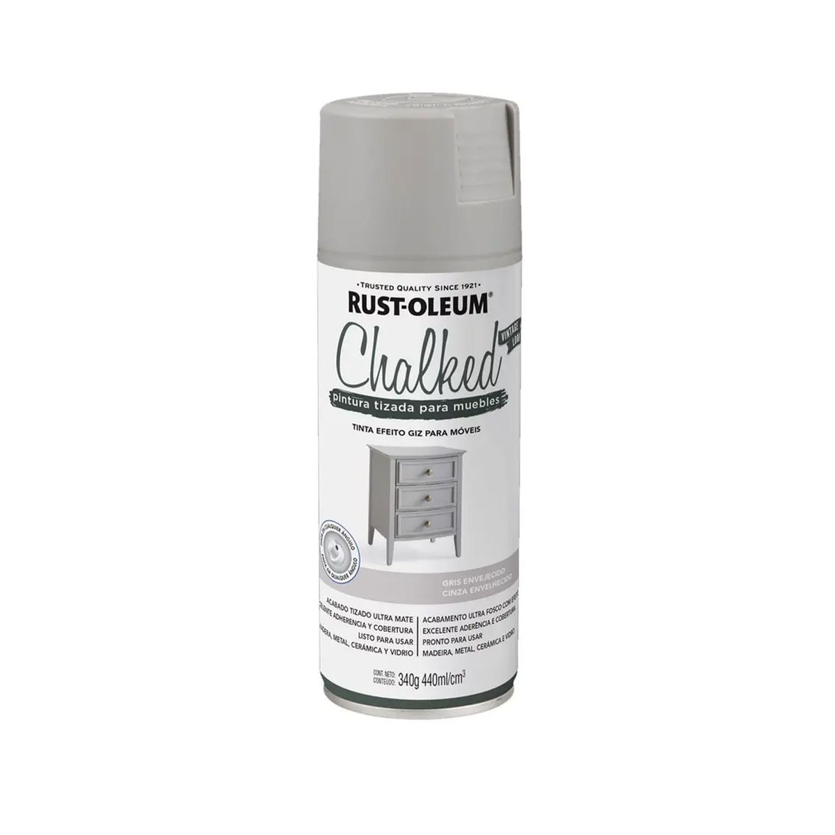 RUST OLEUM - Pintura en Spray Chalked Tizada Gris Envejecido Ultra Mate 340 g