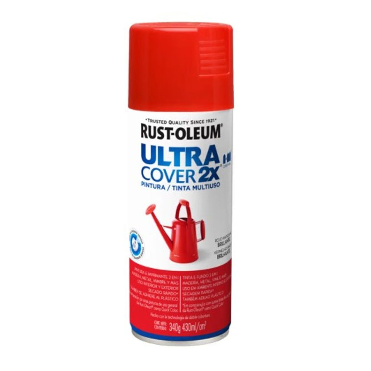 RUST OLEUM - Pintura en Spray Ultra Cover 2X Multiuso Rojo Manzana Brillante 340 g