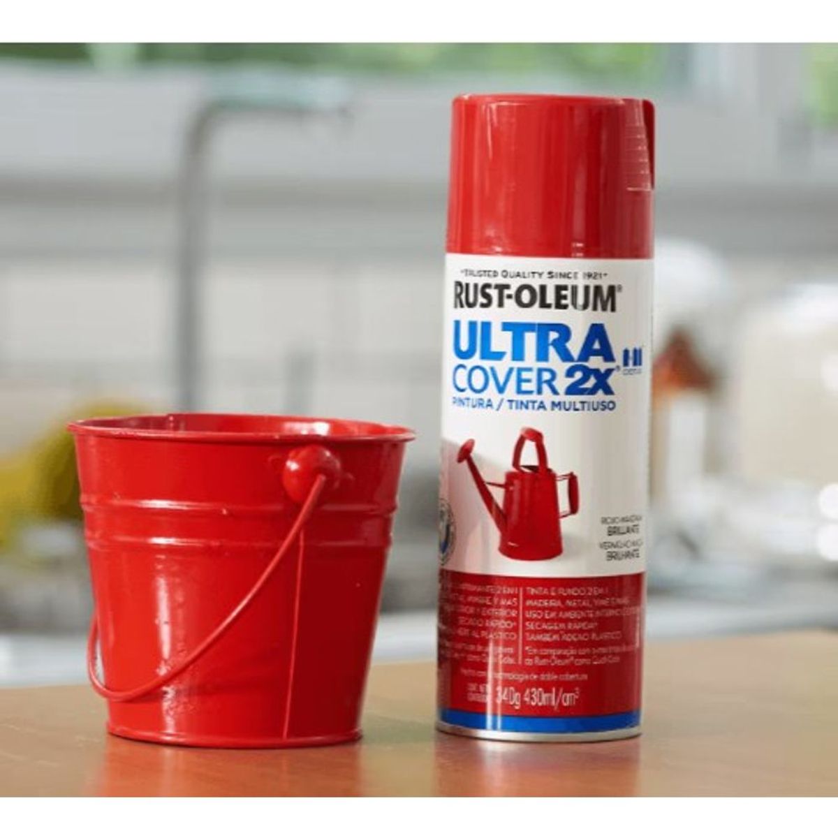 RUST OLEUM - Pintura en Spray Ultra Cover 2X Multiuso Rojo Manzana Brillante 340 g