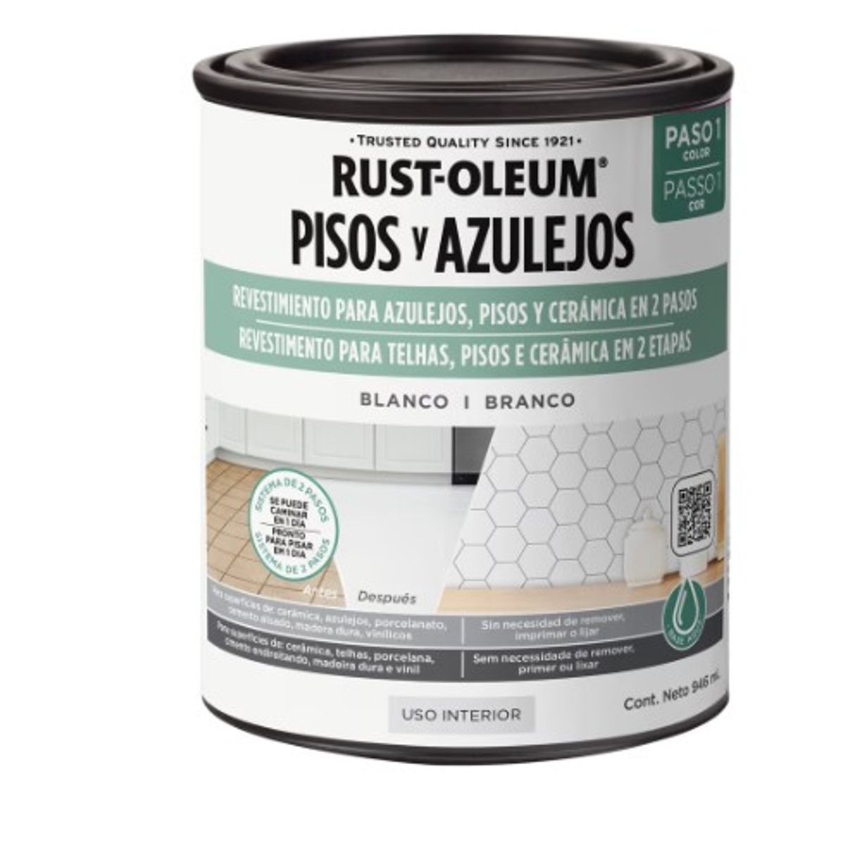 RUST OLEUM - Pintura para Pisos y Azulejos Base Blanco 946 mL