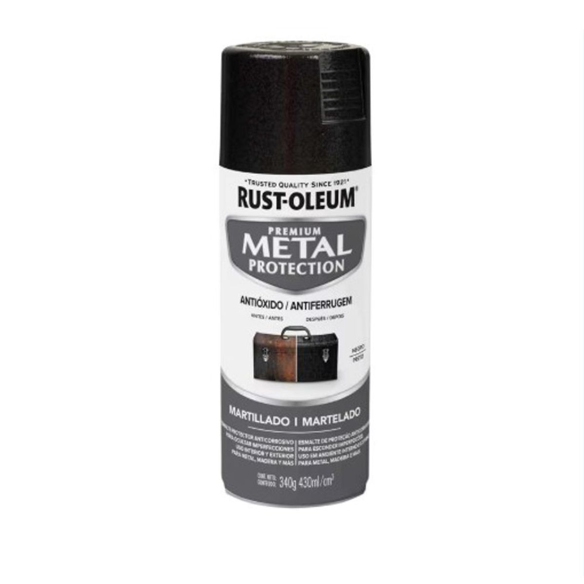 RUST OLEUM - Pintura en Spray Metal Protection Negro Martillado  340 g