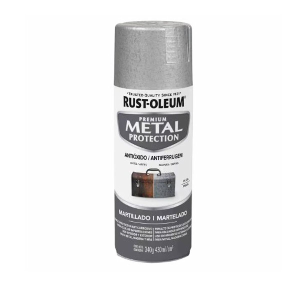 RUST OLEUM - Pintura en Spray Metal Protection Plata Martillado  340 g
