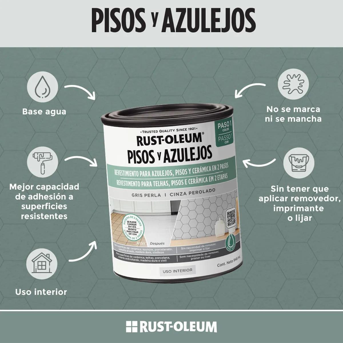 RUST OLEUM - Protector para Pisos y Azulejos Gris Oscuro 946 ml