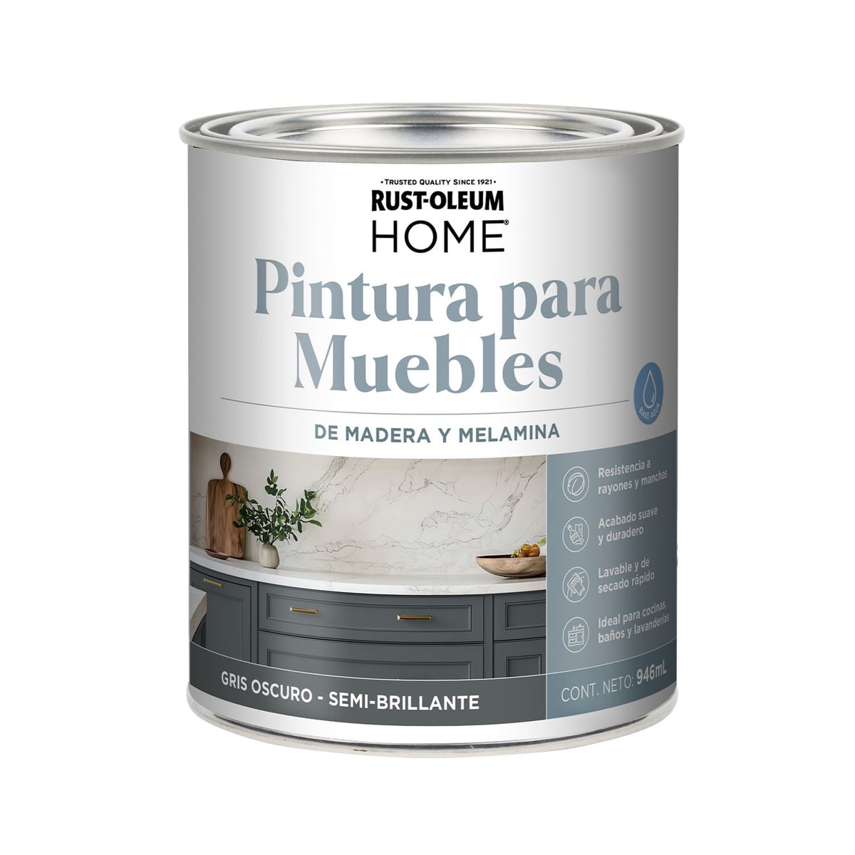 RUST OLEUM - Pintura para Muebles Gris Oscuro Semi Brillante 946 mL