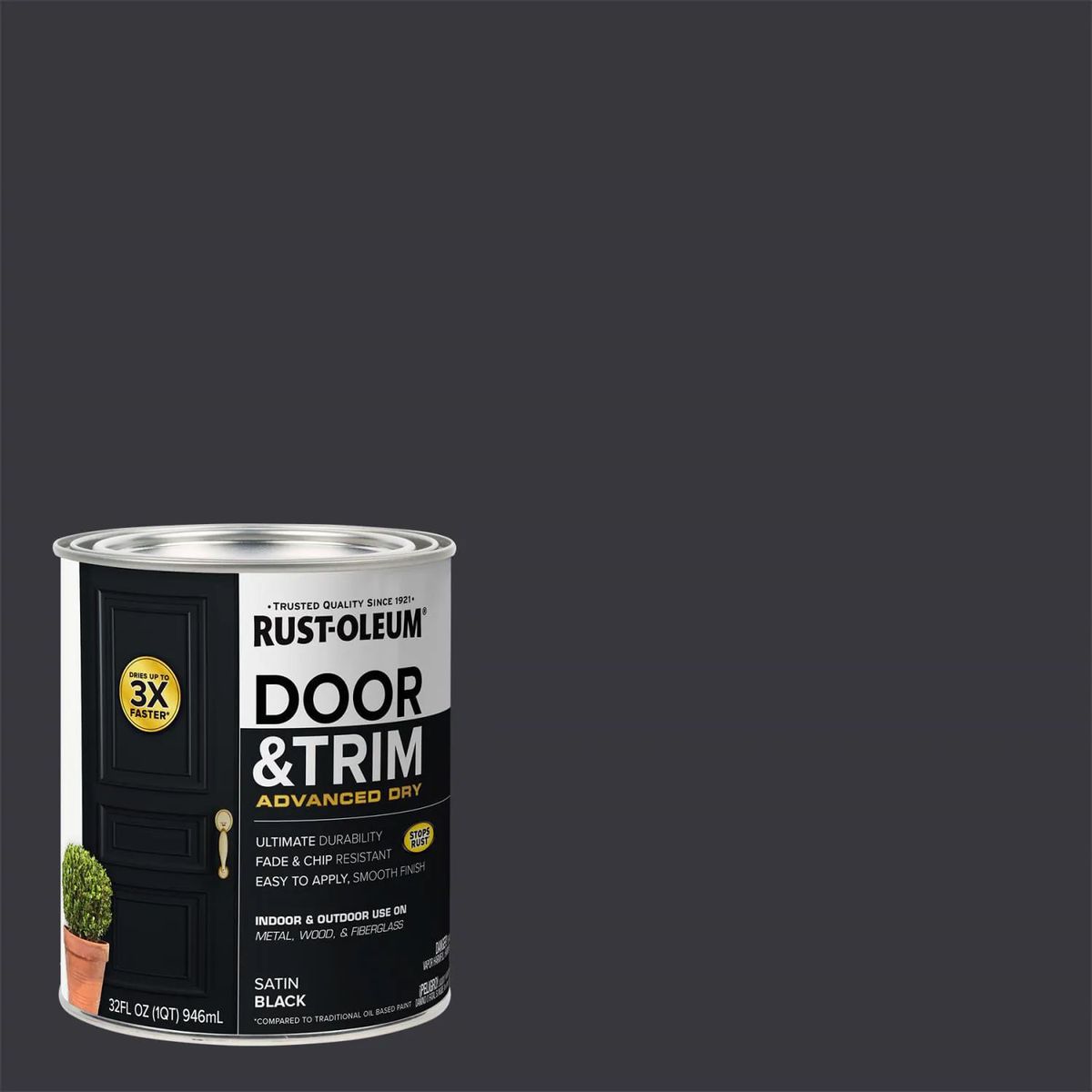 RUST OLEUM - Pintura para Puertas Interior y Exterior Negro Satinado 946 mL