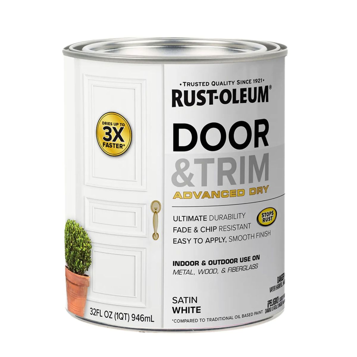 RUST OLEUM - Pintura Puertas Interior y Exterior Blanco Satinado 946 mL