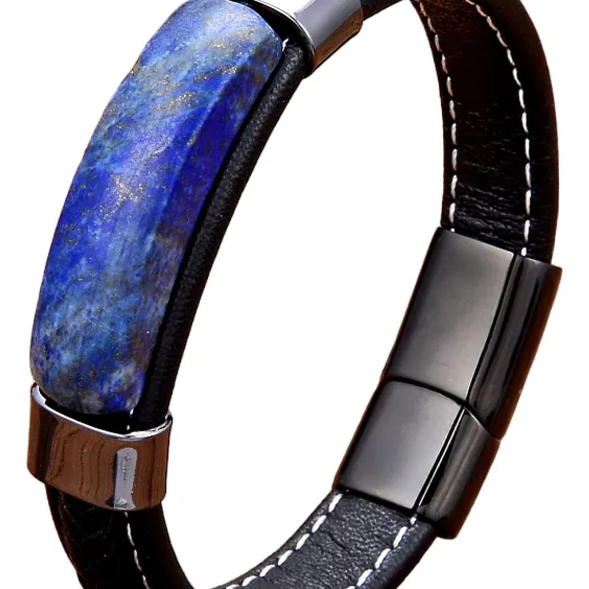 GENERICO - Pulsera Cuero Piedra Lapislazuli Hombre Moda