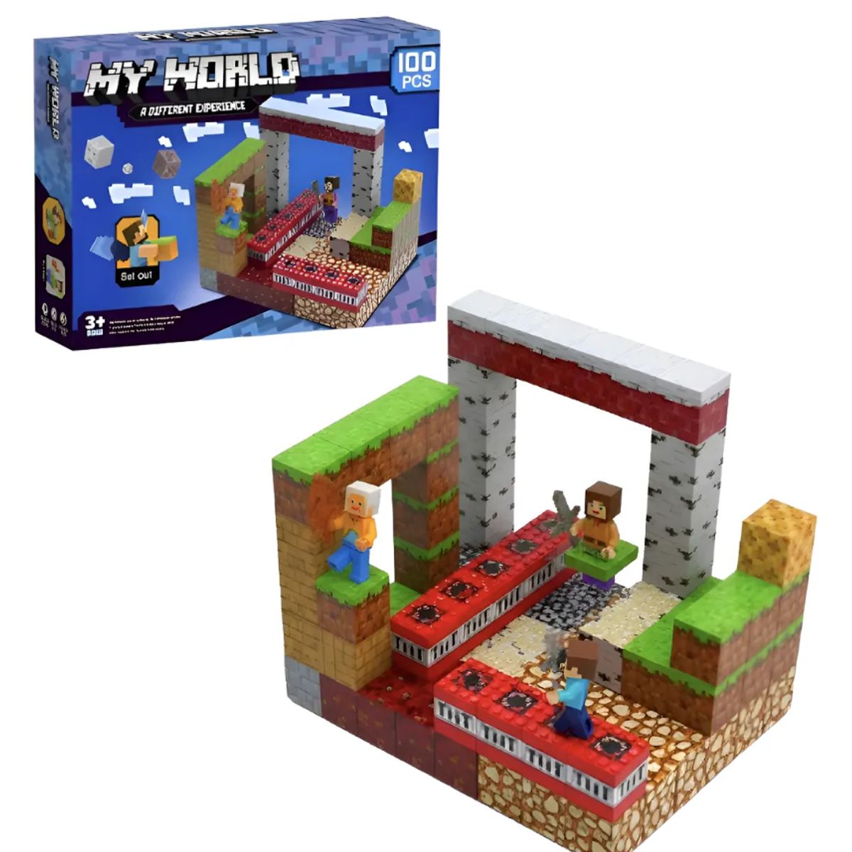 GENERICO - Cubo Magnético My World Tipo Minecraf 100 Pcs