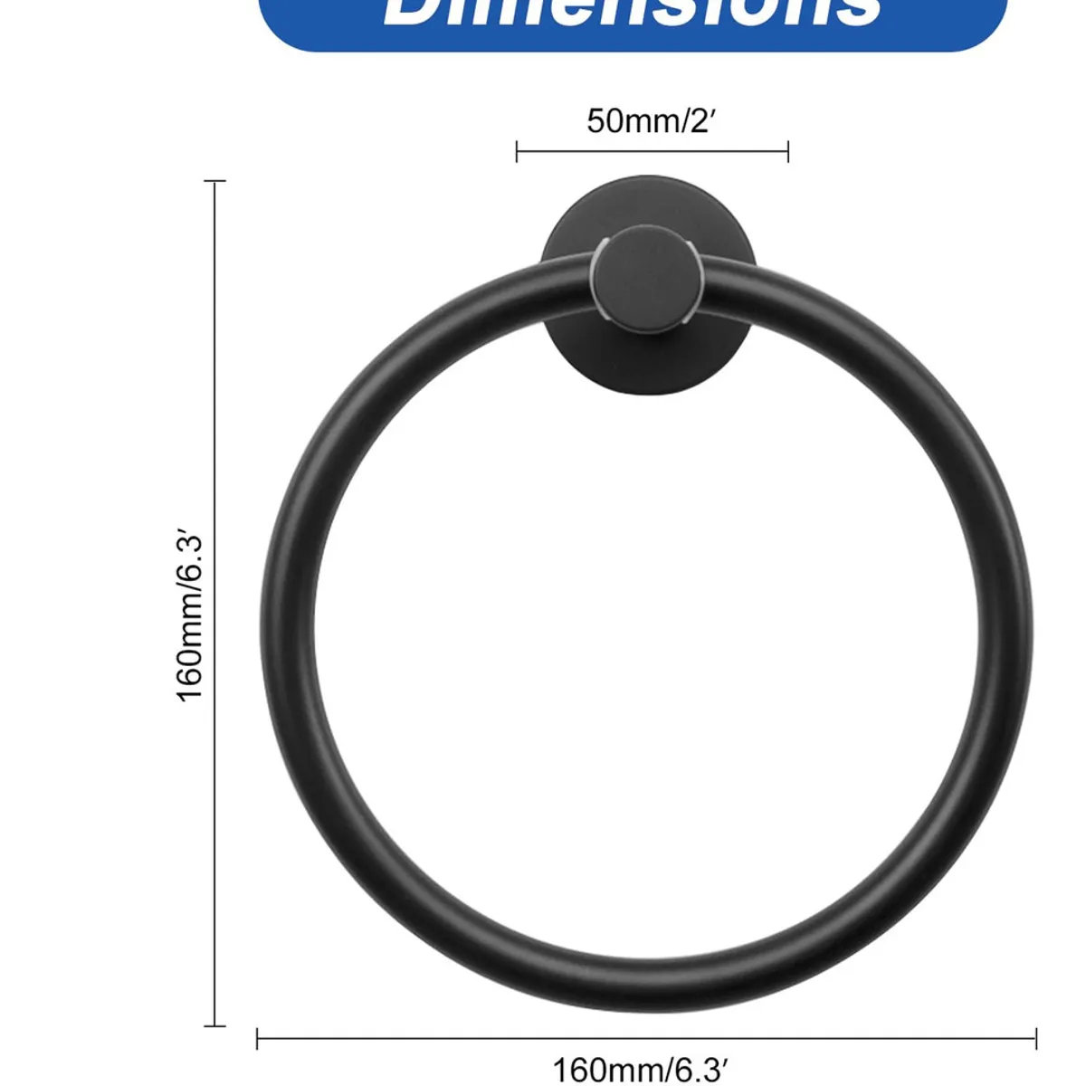 GENERICO - Anillo De Toalla De Mano De Baño De Acero Inoxidable-Negro