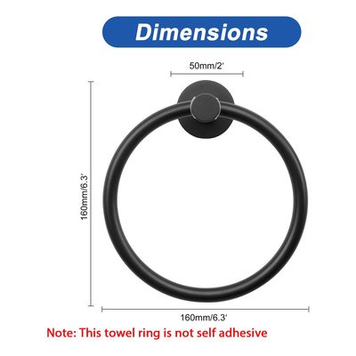 Imagen 2 del producto Anillo De Toalla De Mano De Baño De Acero Inoxidable-Negro
